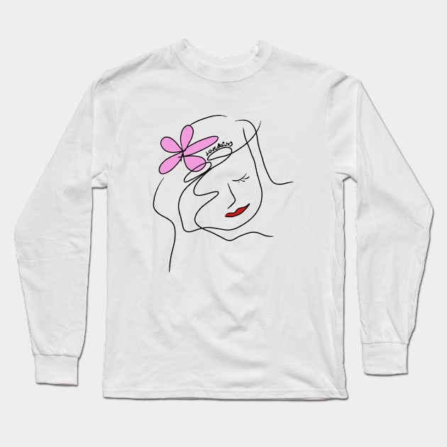 Woman face line art Long Sleeve T-Shirt by LovelyDaisy